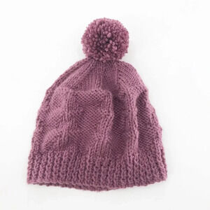 LF Women's Purple Knit Pom Pom Beanie OS